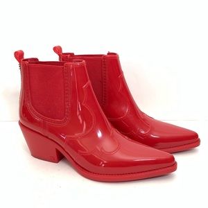 Sam Edelman Winona Western Rubber Ankle Boots Rain Waterproof Women’s size 7 Red